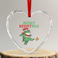 Merry Resistmas Frog Christmas Heart Crystal Glass Ornament - Wonder Print Shop