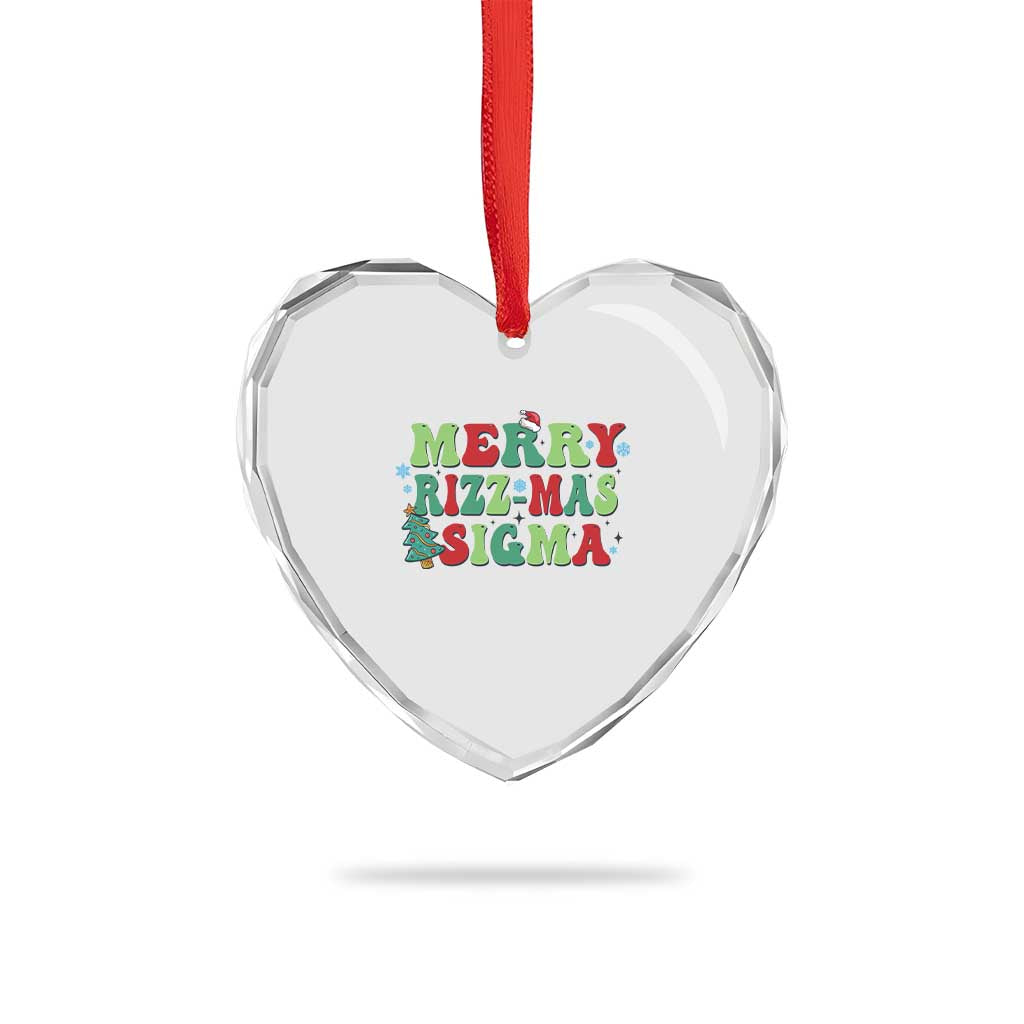 Merry Rizz Mas Sigmas Heart Crystal Glass Ornament - Wonder Print Shop
