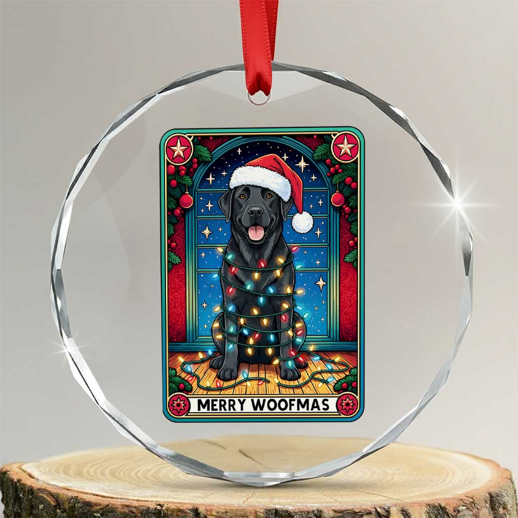 Merry Woofmas Crystal Glass Ornament Funny Tarot Card Labrador Retriever Christmas Gift - Wonder Print Shop
