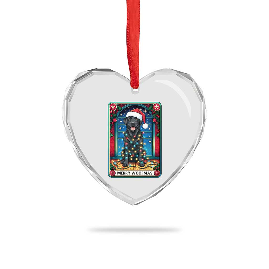Merry Woofmas Heart Crystal Glass Ornament Funny Tarot Card Labrador Retriever Christmas Gift - Wonder Print Shop