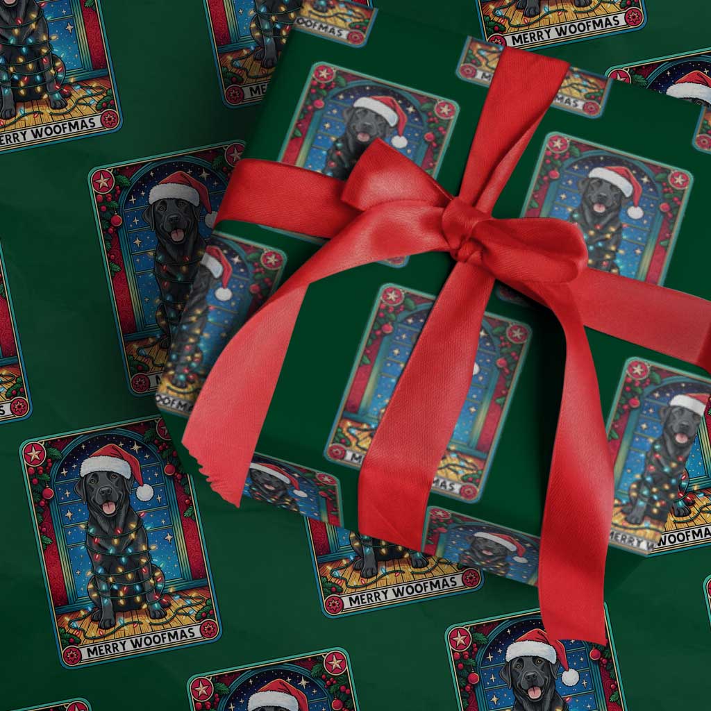 Merry Woofmas Wrapping Paper Roll Funny Tarot Card Labrador Retriever Christmas Gift - Wonder Print Shop
