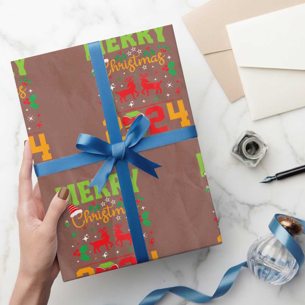 Merry Xmas 2024 Wrapping Paper Roll Classic Festive Xmas Vibe
