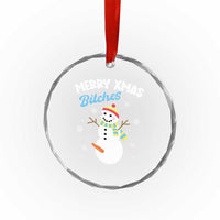 Merry Xmas Bitches Crystal Glass Ornament Naughty Dirty Carrot Snowman TS09