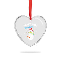 Merry Xmas Bitches Heart Crystal Glass Ornament Naughty Dirty Carrot Snowman - Wonder Print Shop