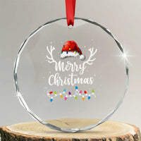 Merry Xmas Crystal Glass Ornament Lights Red Santa Hat Xmas Family Matching TS10