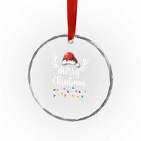 Merry Xmas Crystal Glass Ornament Lights Red Santa Hat Xmas Family Matching TS10