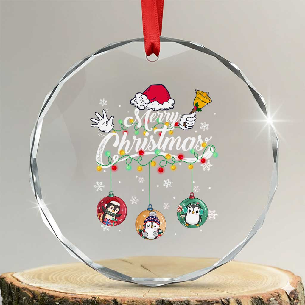 Merry Xmas Cute Penguin Crystal Glass Ornament TS09