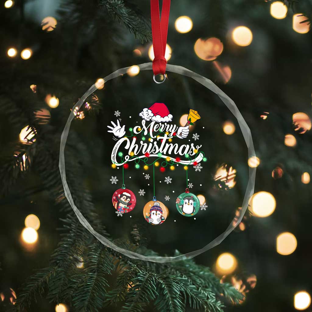 Merry Xmas Cute Penguin Crystal Glass Ornament TS09