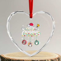 Merry Xmas Cute Penguin Heart Crystal Glass Ornament - Wonder Print Shop