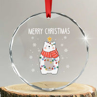 Merry Xmas Cute Polar Bear Crystal Glass Ornament TS09