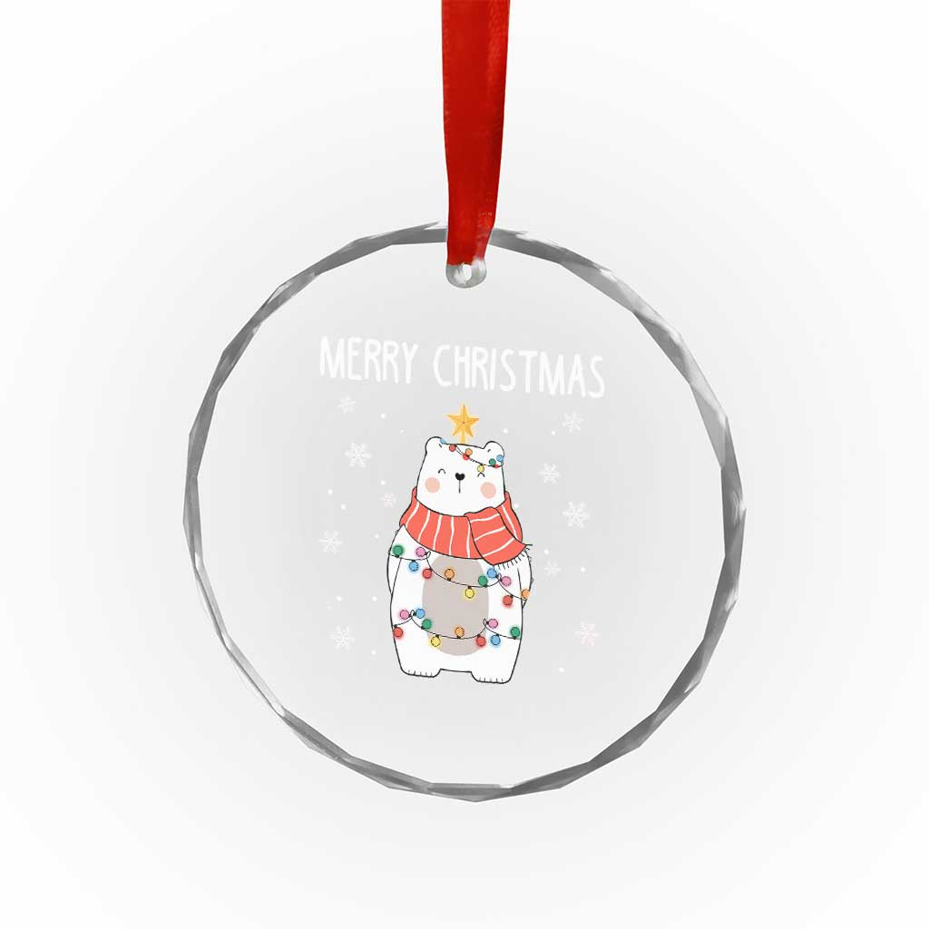 Merry Xmas Cute Polar Bear Crystal Glass Ornament TS09