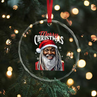 Merry Xmas Dreadlocks Black Santa Crystal Glass Ornament TS11