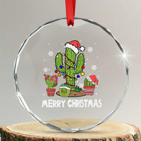 Merry Xmas In Arizona US State Funny Saguaro Cactus Christmas Tree Crystal Glass Ornament TS02