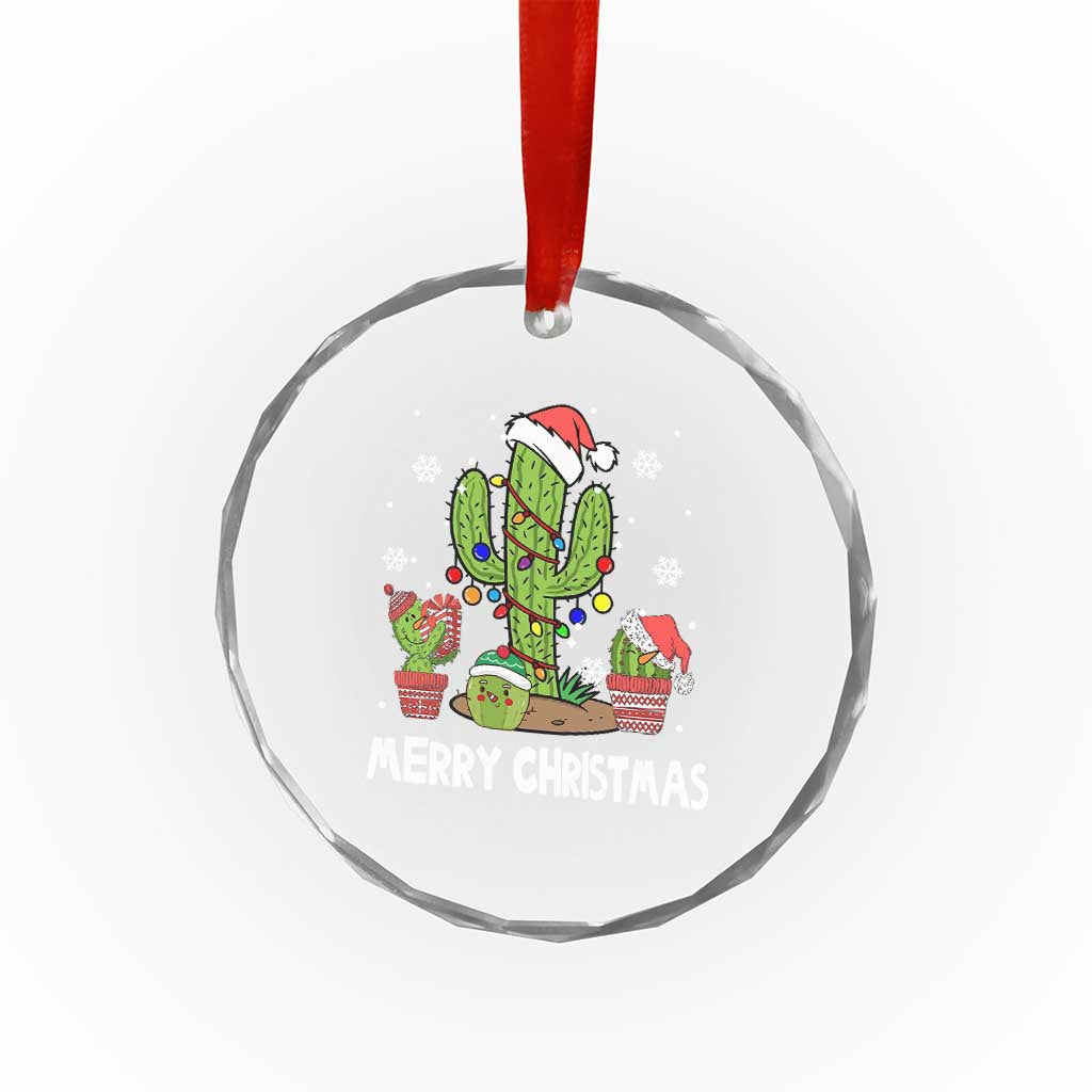 Merry Xmas In Arizona US State Funny Saguaro Cactus Christmas Tree Crystal Glass Ornament TS02