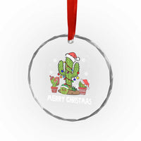 Merry Xmas In Arizona US State Funny Saguaro Cactus Christmas Tree Crystal Glass Ornament TS02