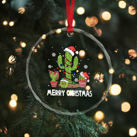Merry Xmas In Arizona US State Funny Saguaro Cactus Christmas Tree Crystal Glass Ornament TS02