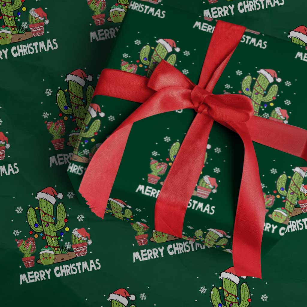 Merry Xmas In Arizona US State Funny Saguaro Cactus Christmas Tree Wrapping Paper Roll