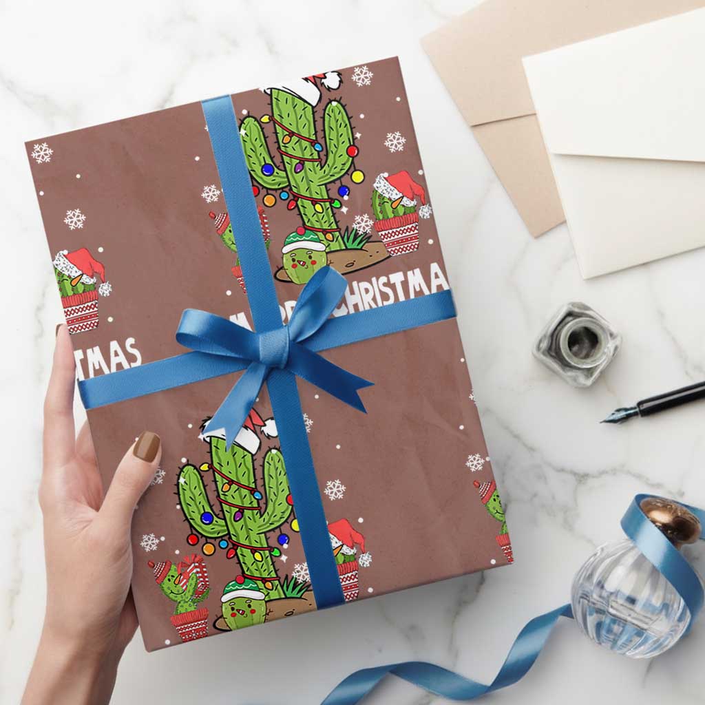 Merry Xmas In Arizona US State Funny Saguaro Cactus Christmas Tree Wrapping Paper Roll
