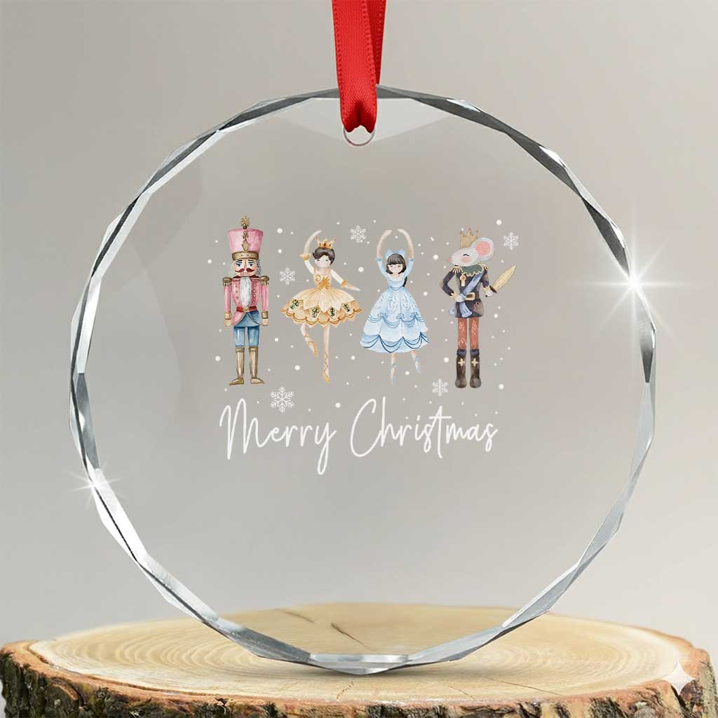 Merry Xmas Nutcracker Ballerina Mouseking Crystal Glass Ornament TS11