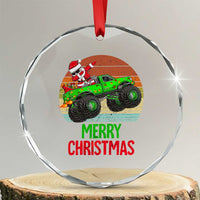 Merry Xmas Santa Monster Truck Dabbing Crystal Glass Ornament TS09