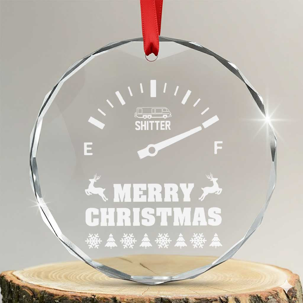 Merry Xmas Shitter's Full Crystal Glass Ornament Funny Ugly Christmas Sweater - Wonder Print Shop