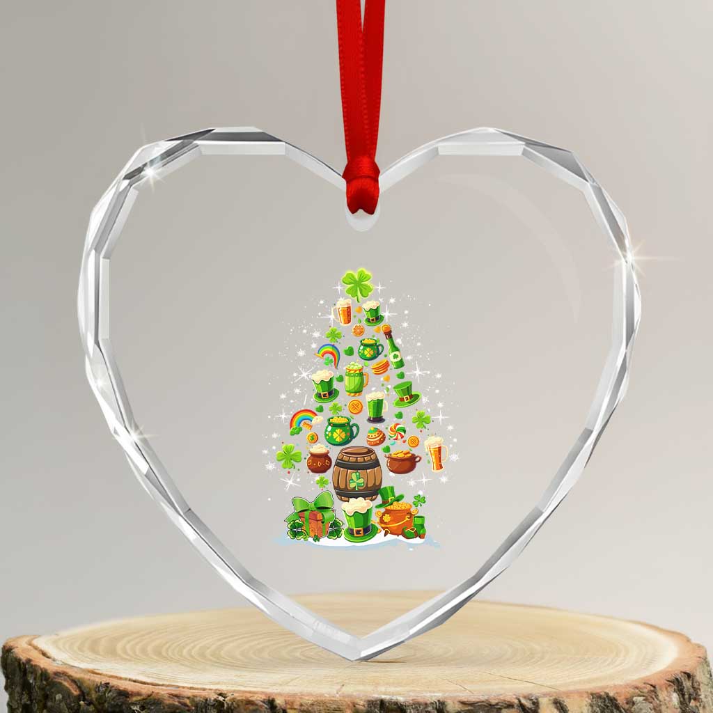 Merry Xmas Tree Irish Heart Crystal Glass Ornament - Wonder Print Shop