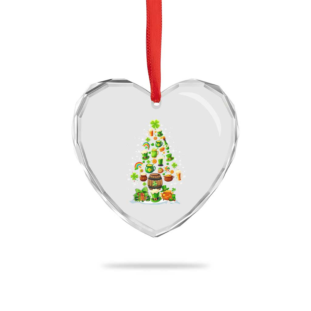 Merry Xmas Tree Irish Heart Crystal Glass Ornament - Wonder Print Shop