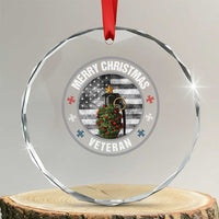 Merry Xmas Veteran Crystal Glass Ornament Grenade Christmas Tree America Flag Patriotic TS09