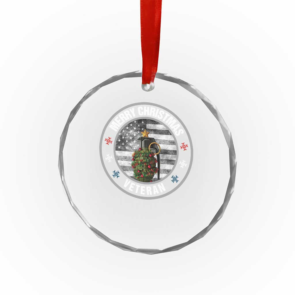 Merry Xmas Veteran Crystal Glass Ornament Grenade Christmas Tree America Flag Patriotic TS09