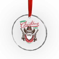 Merry Xmas Y'All Texas Cowboy Santa Crystal Glass Ornament TS09