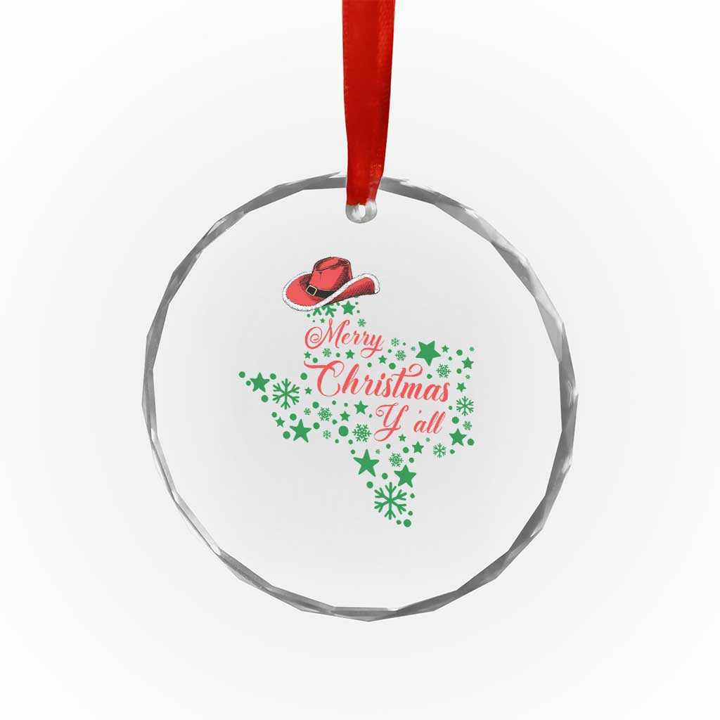 Merry Xmas Y'All Texas Crystal Glass Ornament TS09