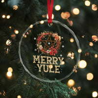 Merry Yule Crystal Glass Ornament Winter Solstice Flower Wreath Pentagram Icelandic Christmas TS09