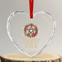 Merry Yule Heart Crystal Glass Ornament Winter Solstice Flower Wreath Pentagram Icelandic Christmas - Wonder Print Shop