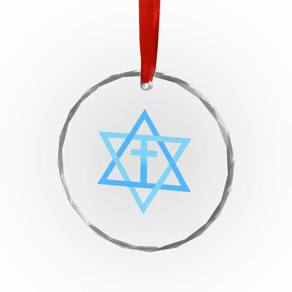 Messianic Cross Star of David Yeshua Jesus Crystal Glass Ornament - Wonder Print Shop