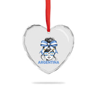 Messy Bun Argentina Pride Argentinian Girl Heart Crystal Glass Ornament