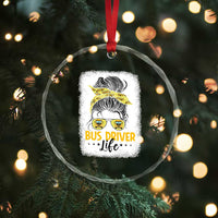 Messy Bun School Bus Driver Life Crystal Glass Ornament - Wonder Print Shop