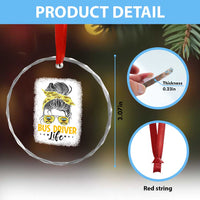 Messy Bun School Bus Driver Life Crystal Glass Ornament - Wonder Print Shop