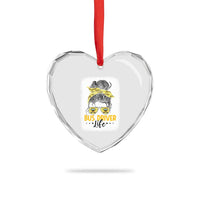 Messy Bun School Bus Driver Life Heart Crystal Glass Ornament - Wonder Print Shop