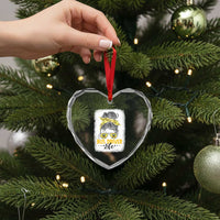 Messy Bun School Bus Driver Life Heart Crystal Glass Ornament - Wonder Print Shop