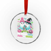 Metastatic Breast Cancer Awareness Ghost Crystal Glass Ornament Halloween Green Teal Pink Ribbon - Wonder Print Shop