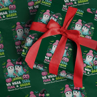 Metastatic Breast Cancer Awareness Ghost Wrapping Paper Roll Halloween Green Teal Pink Ribbon - Wonder Print Shop