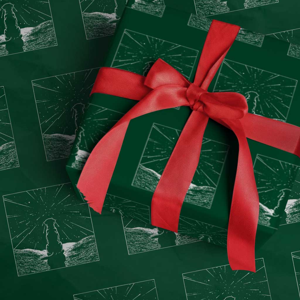 Meteor Shower Science Gift Wrapping Paper Roll Dog Watching Stars