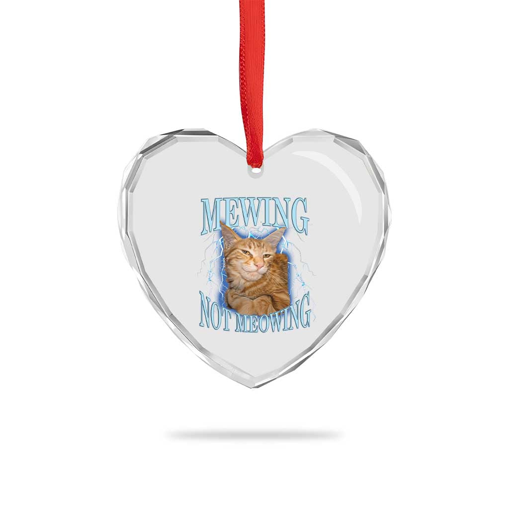 Mewing Not Meowing Heart Crystal Glass Ornament Funny Cat Meme - Wonder Print Shop