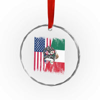 Mexican American Pride Crystal Glass Ornament Bicultural Heritage Girl Vintage Flag