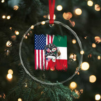 Mexican American Pride Crystal Glass Ornament Bicultural Heritage Girl Vintage Flag