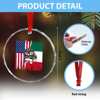 Mexican American Pride Crystal Glass Ornament Bicultural Heritage Girl Vintage Flag