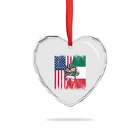 Mexican American Pride Heart Crystal Glass Ornament Bicultural Heritage Girl Vintage Flag