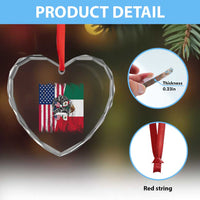 Mexican American Pride Heart Crystal Glass Ornament Bicultural Heritage Girl Vintage Flag