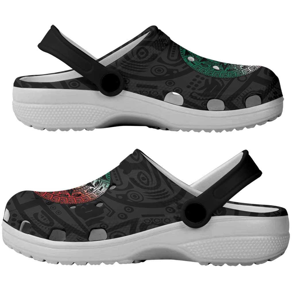 Mexican Aztec Sun Clogs Shoes Flag Color Unique Style - Wonder Print Shop