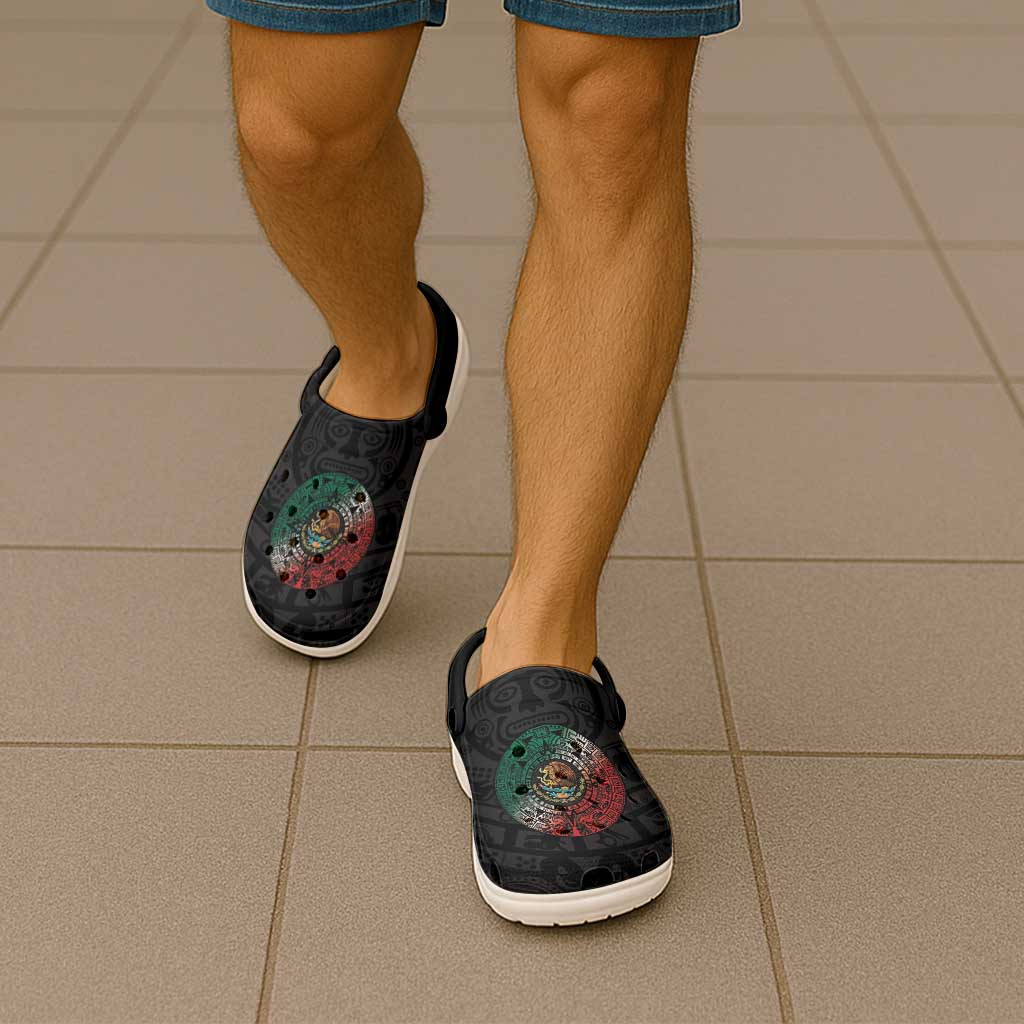 Mexican Aztec Sun Clogs Shoes Flag Color Unique Style - Wonder Print Shop